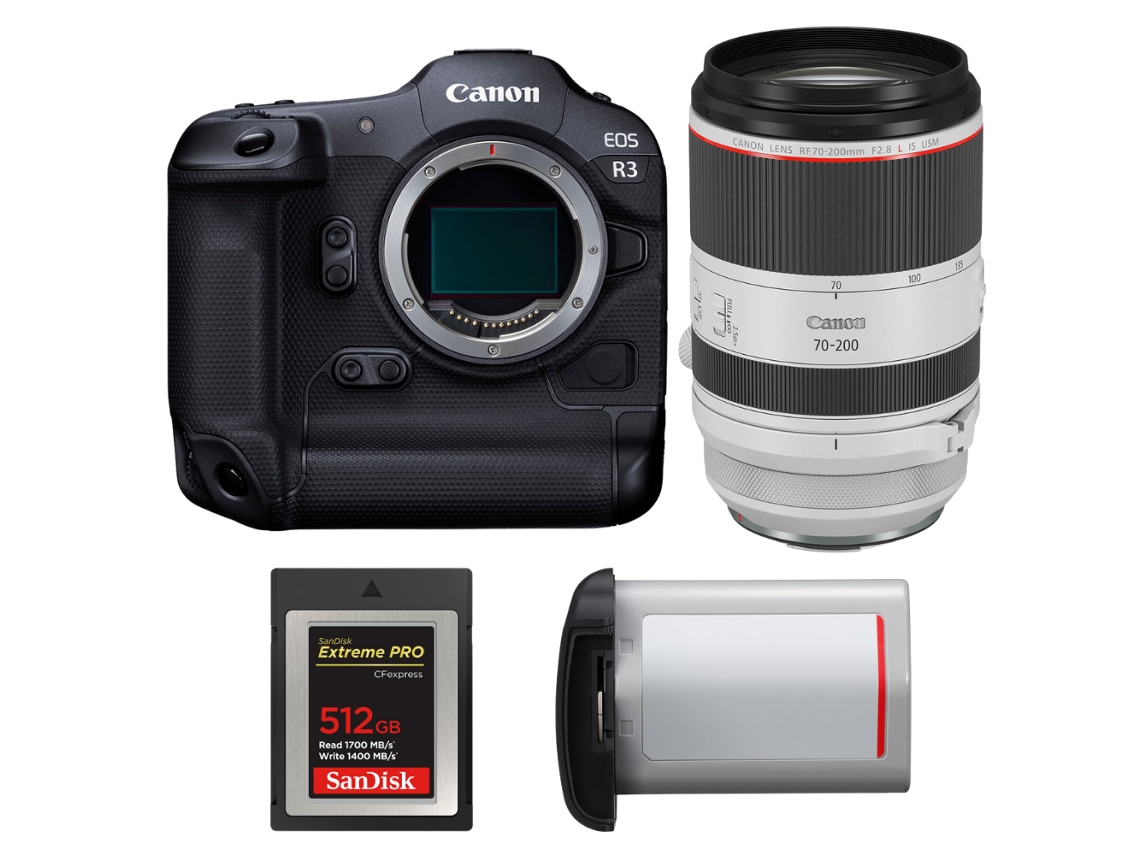 Canon Eos R3 + Rf 70-200mm F/2.8 L Is Usm + 1 Sandisk 512gb Extreme Pro Cfexpress Type B + Canon Lp-e19 + Ebook “20 Consejos Para Fotos Que Impactan”