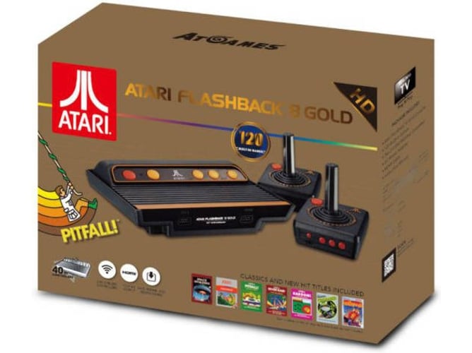 Atari Flashback 8 gold consola hd negra y naranja retro 120