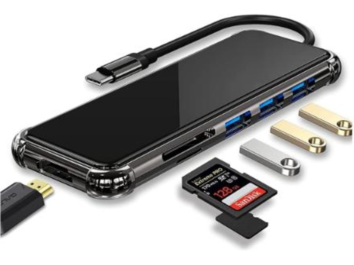 Adaptador USB-C Hub USB-C Dongle 6 en 1 con HDMI 4K, lector de tarjetas SD/TF USB 3.0, compatible con MacBook Pro/Air, iPad Pro, iPad Mini 6, USHION