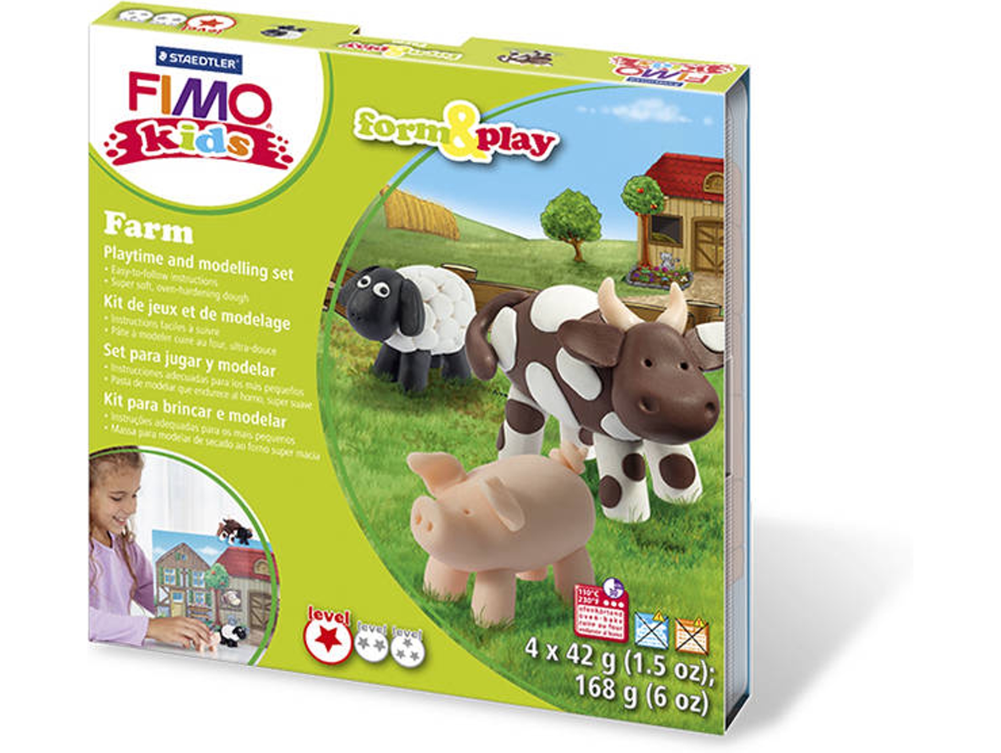 Kit para Juguetear y Modelar STAEDTLER FIMO Kids Form & Play "Farm". Nivel 1.