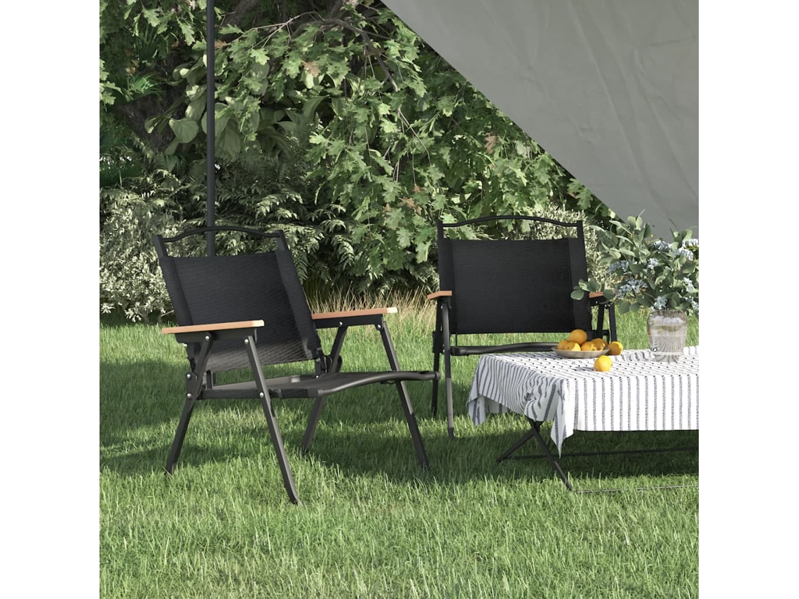 Sillas de camping (2 unidades, 54 x 43 x 59 cm), tela Oxford negra, DKD Home Decor