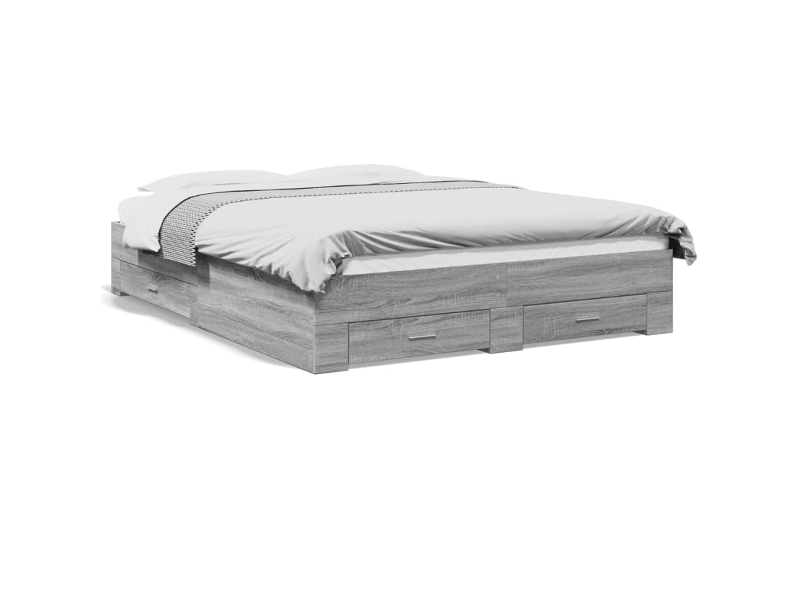 Maison Exclusive - Cama Con Cajones Madera Ingeniería Gris Sonoma 150x200 Cm