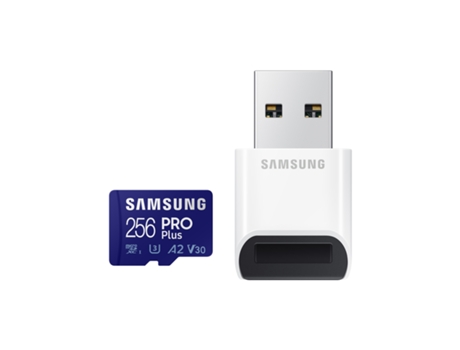 tarjeta micro sdxc 256GB uhs-i u3 160mo/s full hd & 4k uhd con lector de tarjetas usb SAMSUNG Pro Plus