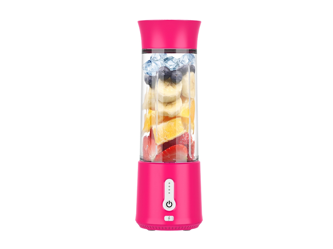 Licuadora/extractor de jugos portátil, 500 ml, recargable por USB, para batidos y jugos (magenta) Specment