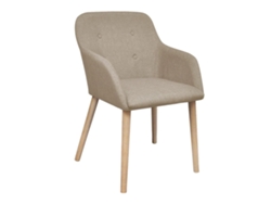 Sillas de comedor MAISON EXCLUSIVE en tela beige y madera maciza de roble, 4 piezas