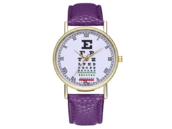 Reloj De Cuarzo Con Correa De Cuero Pu, Patrón De Letras Y Números Romanos, Unisex (morado)