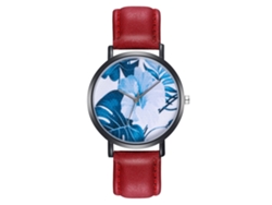 Reloj De Cuarzo Preciso Con Correa De Cuero Real Para Jóvenes Chicas - Rojo