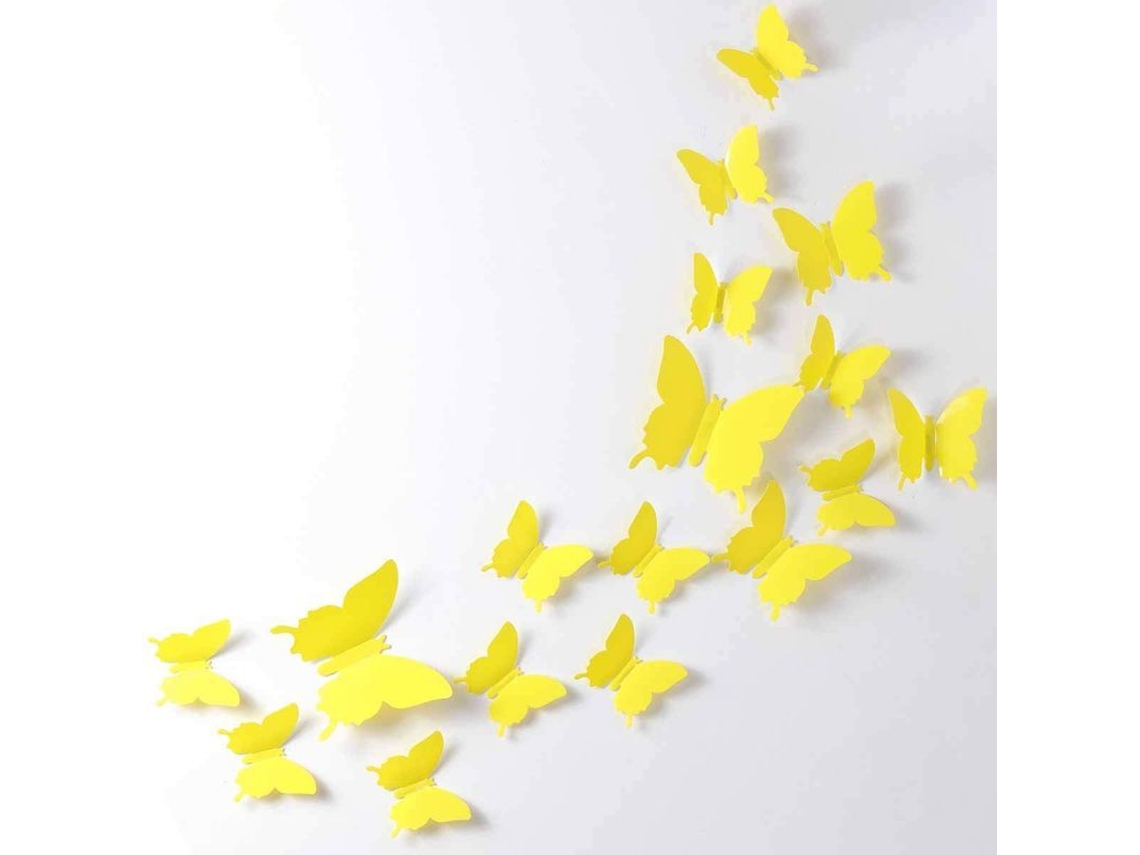 2026-24 Pegatinas De Mariposas 3d Removibles Para Decoración De Hogar Y Habitaciones (amarillo)