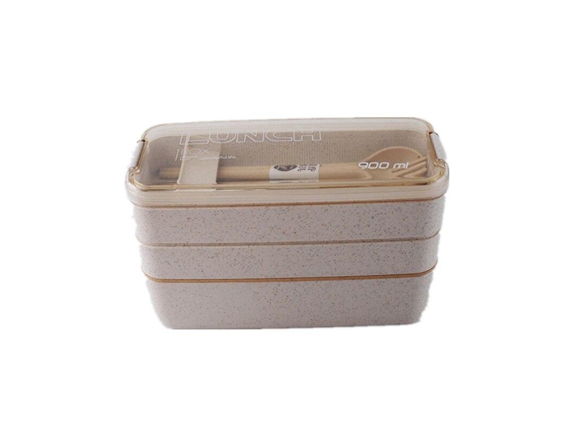 Fiambrera - 3 pisos - beige - 900 ml