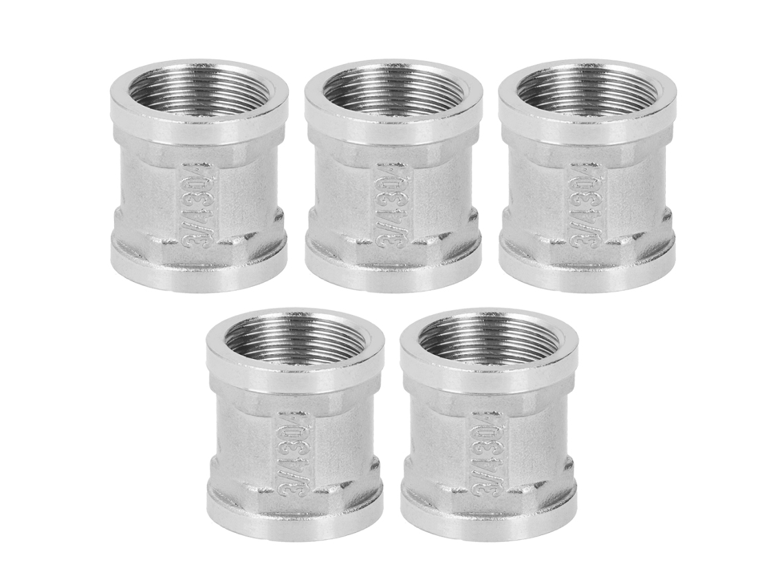5 piezas de conexión de rosca hembra de acero inoxidable de 3/4 para plomería de gas