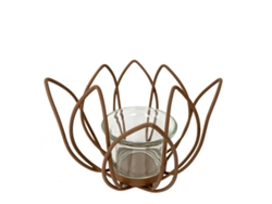 Portavelas SIGNES GRIMALT Flor Metal Cristal 13x9x13 cm