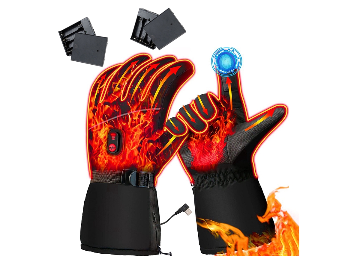 Guantes térmicos USB impermeables con malla táctica, 3 niveles de temperatura, para hombres y mujeres, invierno, motociclismo, senderismo y camping.