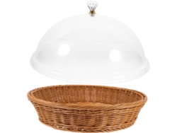 Cesta De Servir Tejida Con Tapa Transparente Para Fruta, Pan Y Aperitivos.