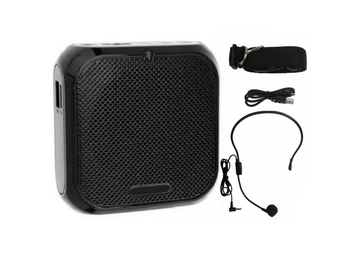 Amplificador De Voz Profesional Mini Ligero Con Cable Y Micrófono De Solapa Para Profesores - Negro