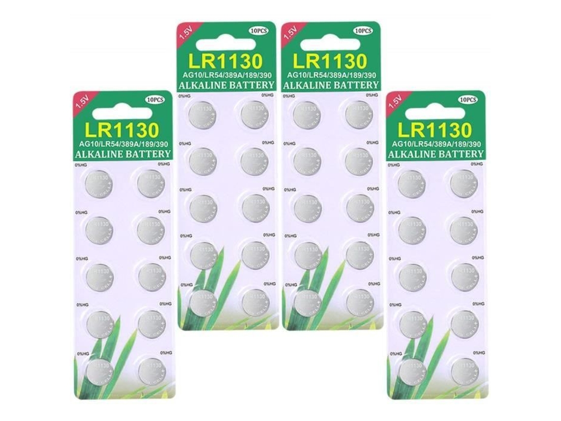 Paquete de 40 pilas alcalinas de botón modelo LR1130 AG10