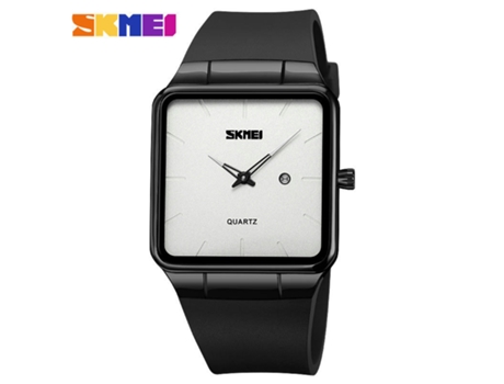 Relojes cuadrados para hombres Reloj de pulsera de cuarzo analógico de moda informal resistente al agua-Superficie plateada de concha negra LUUCOZK