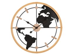 Reloj De Pared Mundo Nuevo Cm Ø 60x5 Unico / Marrón Y Negro