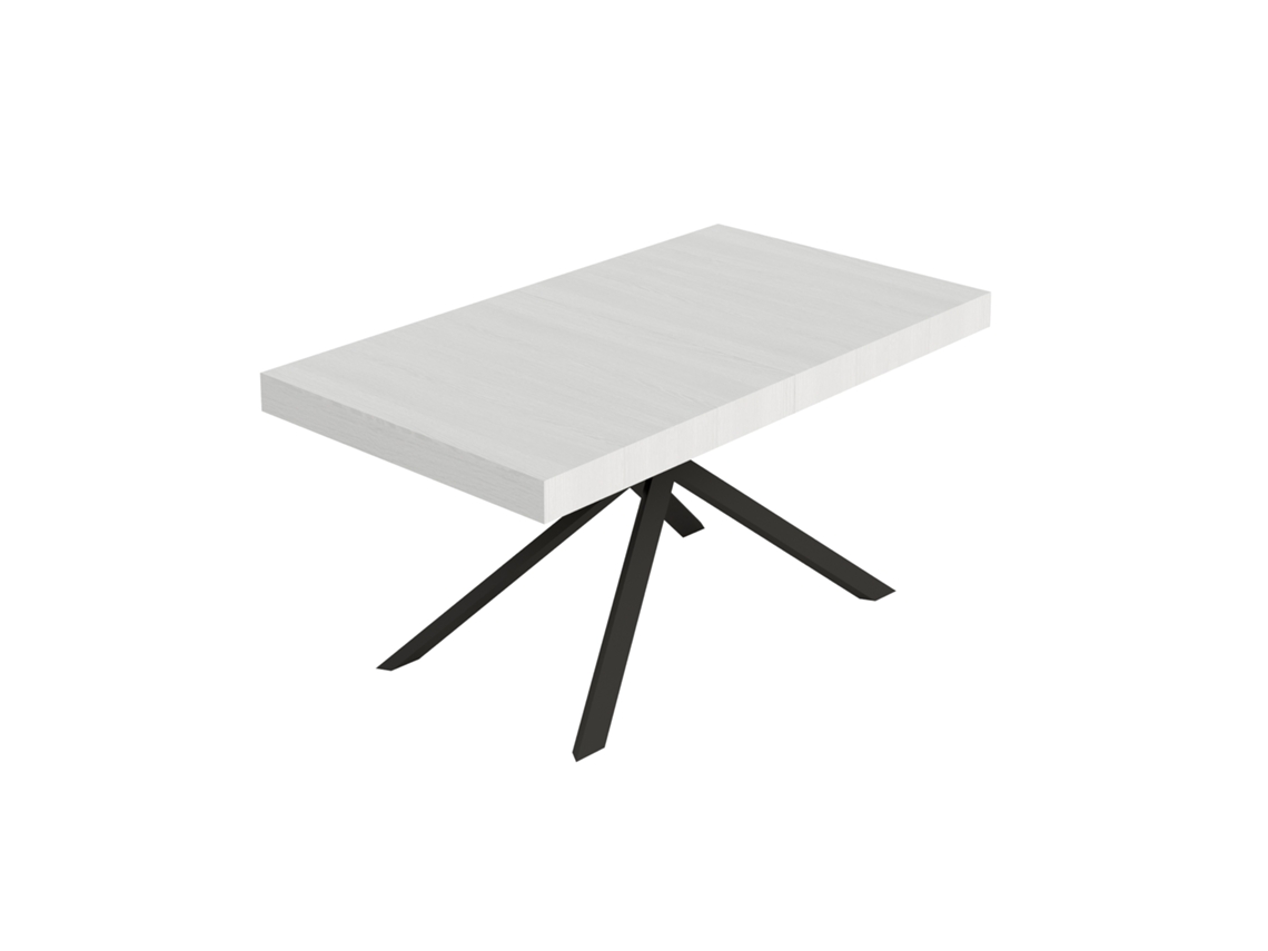 Mesa extensible Niket 160/244x80 cm Fresno blanco Patas antracita Itamoby