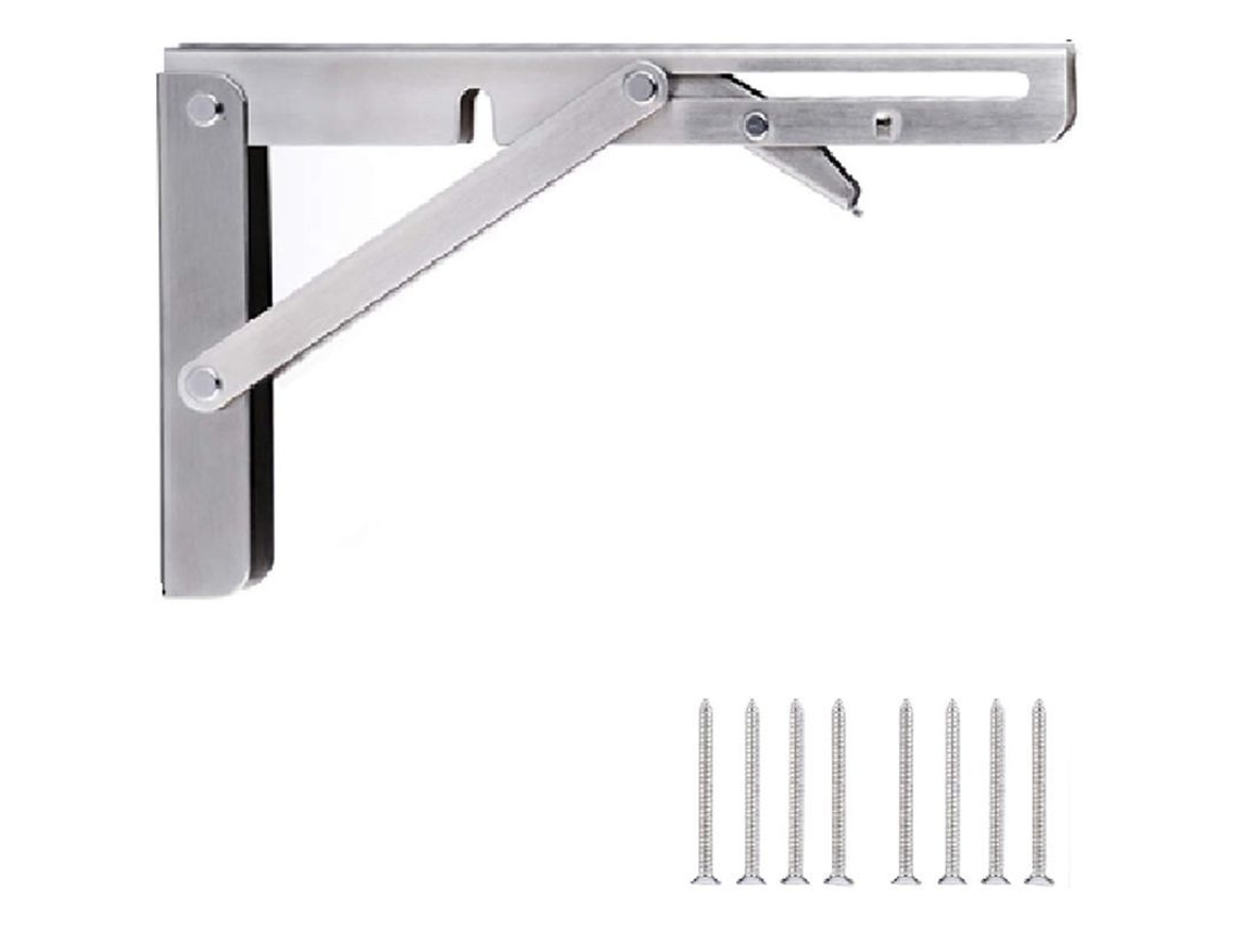 Suporte De Prateleira Plegável Em Aço Inoxidável Polido, 201 Inox 25cm, Para Bancada, Estante, Parede Flutuante