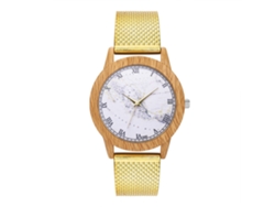 Reloj De Cuarzo Con Correa De Malla Redonda Dial Analógico Unisex Zhoulianfa Oro
