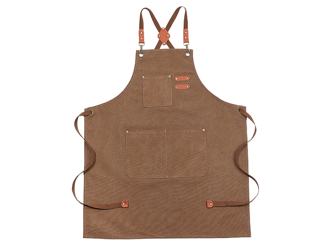 Delantal De Algodón Con Espalda Cruzada Para Hombre Y Mujer, Con Bolsillo Grande, Ajustable, Aproximadamente 75x68 Cm