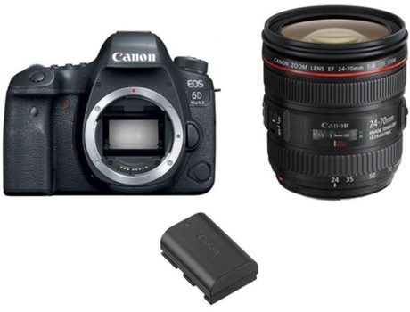 Cámara Reflex CANON EOS 6D II + Objectivo EF 24-70mm F4L IS USM + Canon LP-E6N Batería (Full Frame)