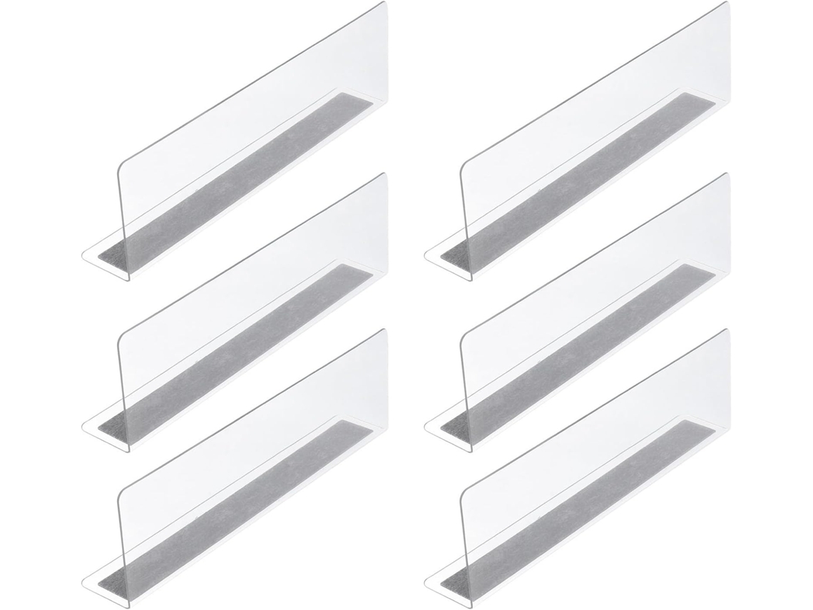 Juego 6 Separadores Estantes Pvc Transparente Reforzados Tiendas Supermercados Organizadores Almacenamiento