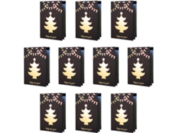 Paquete de 10 elegantes tarjetas navideñas con detalles en lámina dorada.