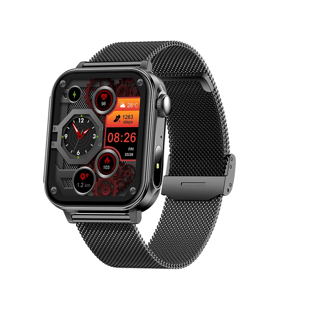 Smartwatch (aço Preto) Com Tela Sensível Ao Toque De 1,83 Polegadas E Carregamento Tipo C.