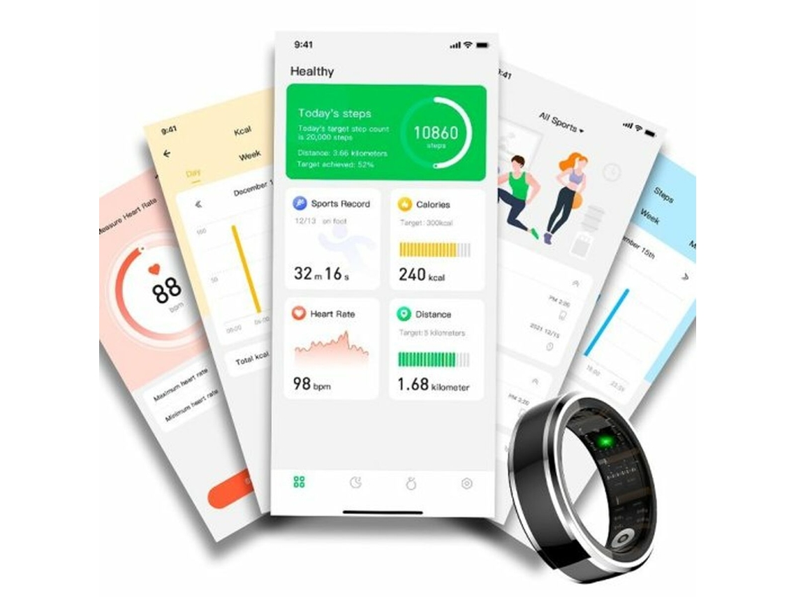 Anillo inteligente COOL Ring Health + Base Powerbank (Negro - Bluetooth)
