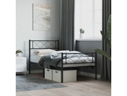 Estructura Cama Sin Colchón Con Estribo Metal Negro 107x203 Cm