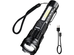 Linternas LED recargables con 7 modos, batería USB-C.