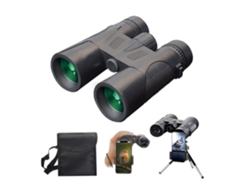 Binoculares para adultos 12x42 HD con adaptador para teléfono y trípode plegable para caza, observación de aves, acampada y viajes, color negro Gusshious