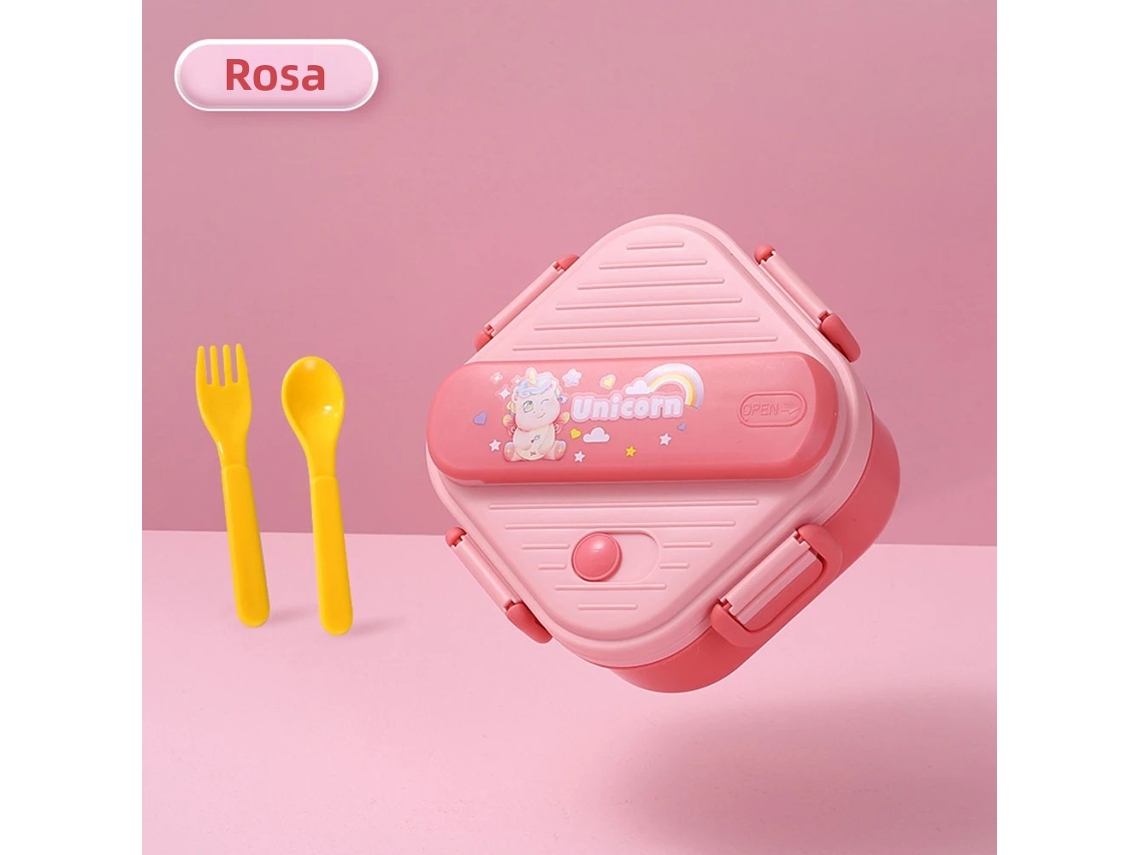 Lonchera Infantil De Unicornio Rosa, Diseño De Tres Compartimentos, A Prueba De Fugas, Apta Para Microondas, Hecha De Plástico