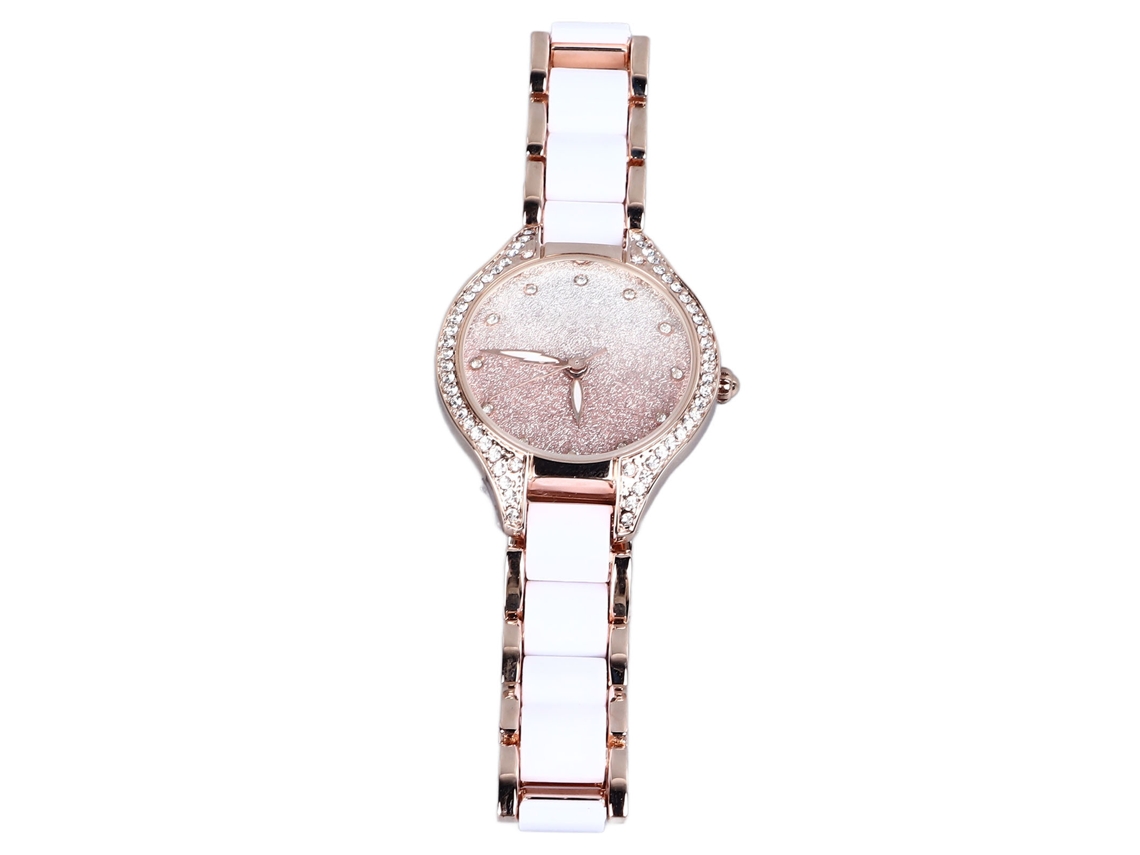 Elegante Reloj De Cuarzo Para Mujer Con Brazalete De Acero Inoxidable Y Cristales Brillantes.