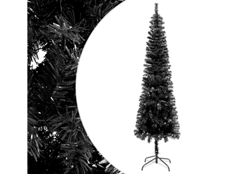 vidaXL Árbol de Navidad delgado negro 210 cm