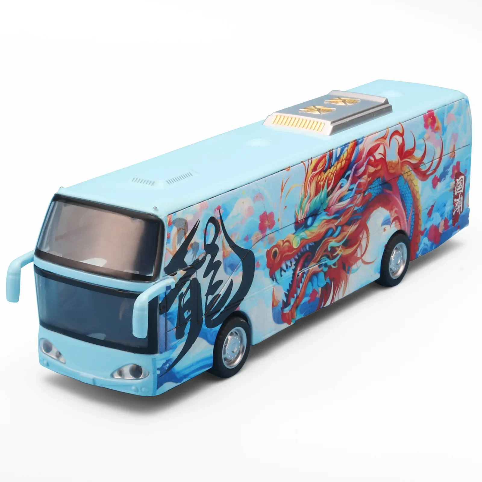 Autobús a escala 1:32 (azul) - Miniatura de metal fundido a presión - Puertas que se abren