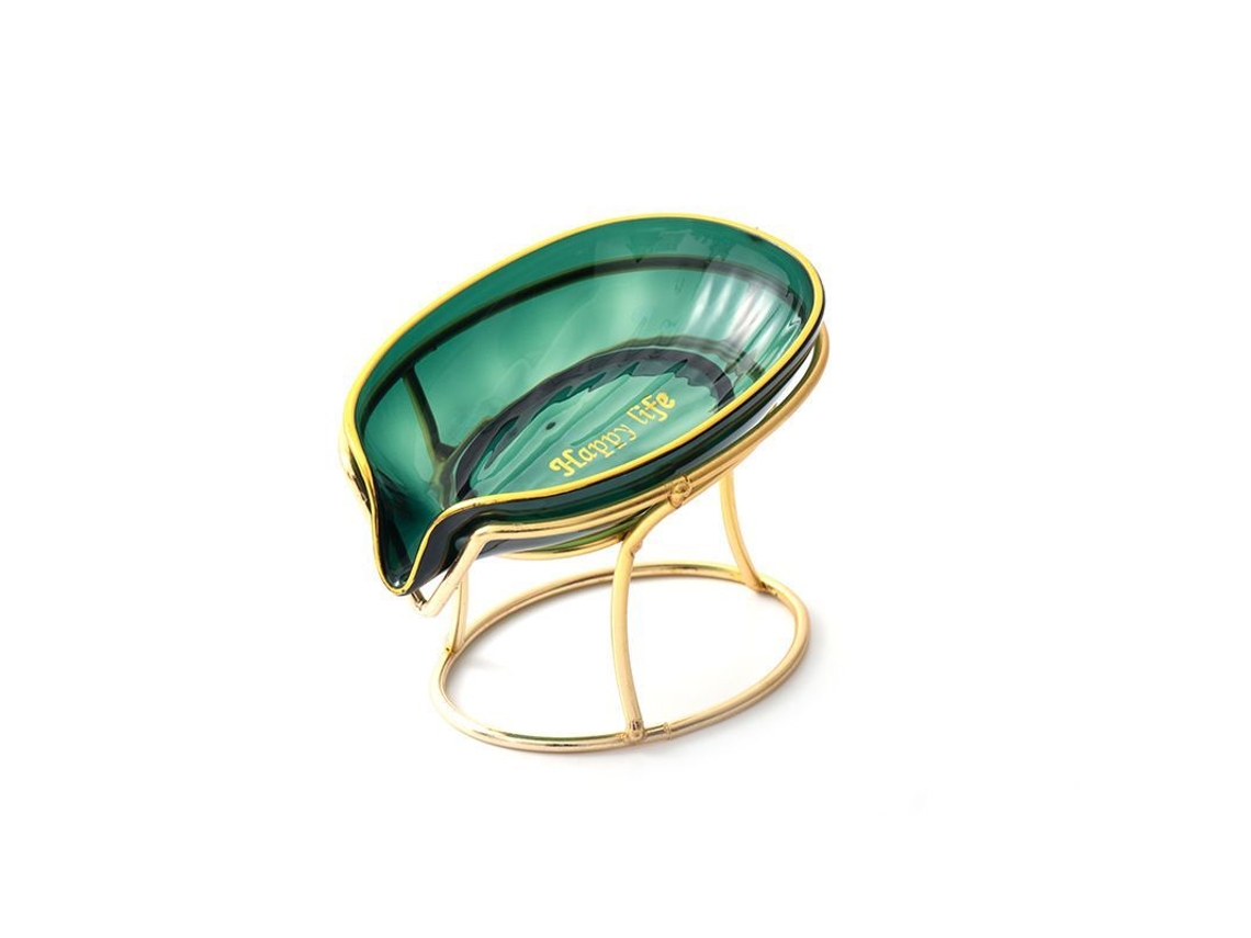 2026-linjou Porta Jabón Auto-drenante Hoja Decorativa Baño Plato Jabón Verde 13x9cm