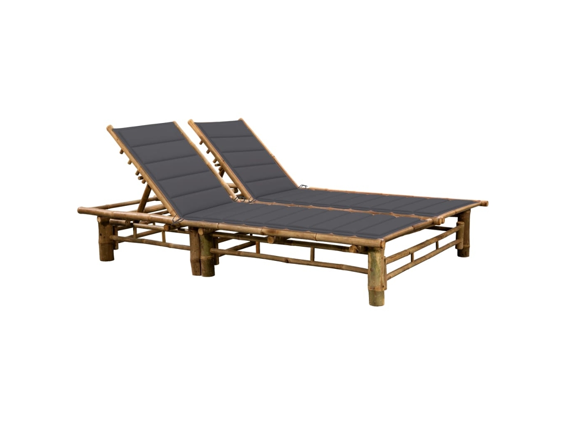 Tumbona con cojines Mueble para patio Asiento de jardín para 2 personas bambú