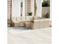 Conjunto de 13 sofás de jardín con cojines de mimbre beige de DKD Home Decor