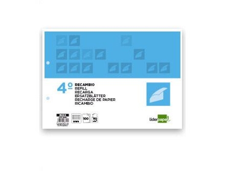 Recarga de Hojas LIDERPAPEL 100 Hojas 60g/m² (4º)