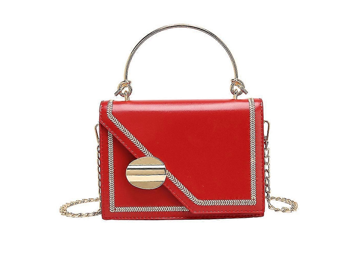 Bolso de hombro Lalamoli de piel sintética con cadena para mujer, pequeño, color rojo