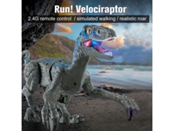 Juguete De Dinosaurio Velociraptor Con Control Remoto De 2.4 Ghz, Luces Led Y Rugido - Regalo Para Niños
