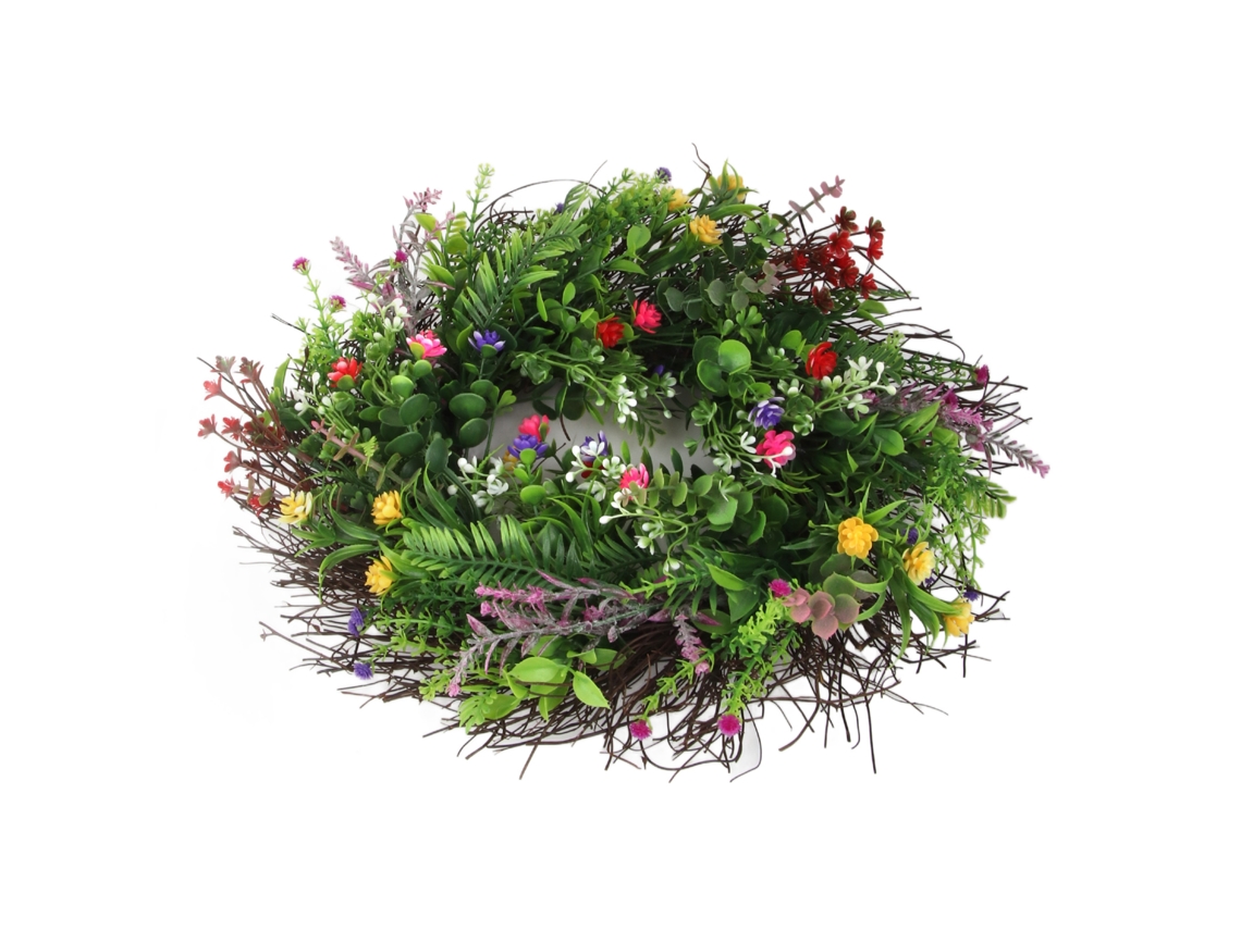 Corona Artificial De Flores Silvestres De Primavera Para La Puerta Principal, Decoración Del Hogar Y Bodas.