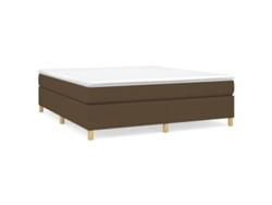 Maison Exclusive - Cama Box Spring Con Colchón Tela Marrón Oscuro 160x200 Cm
