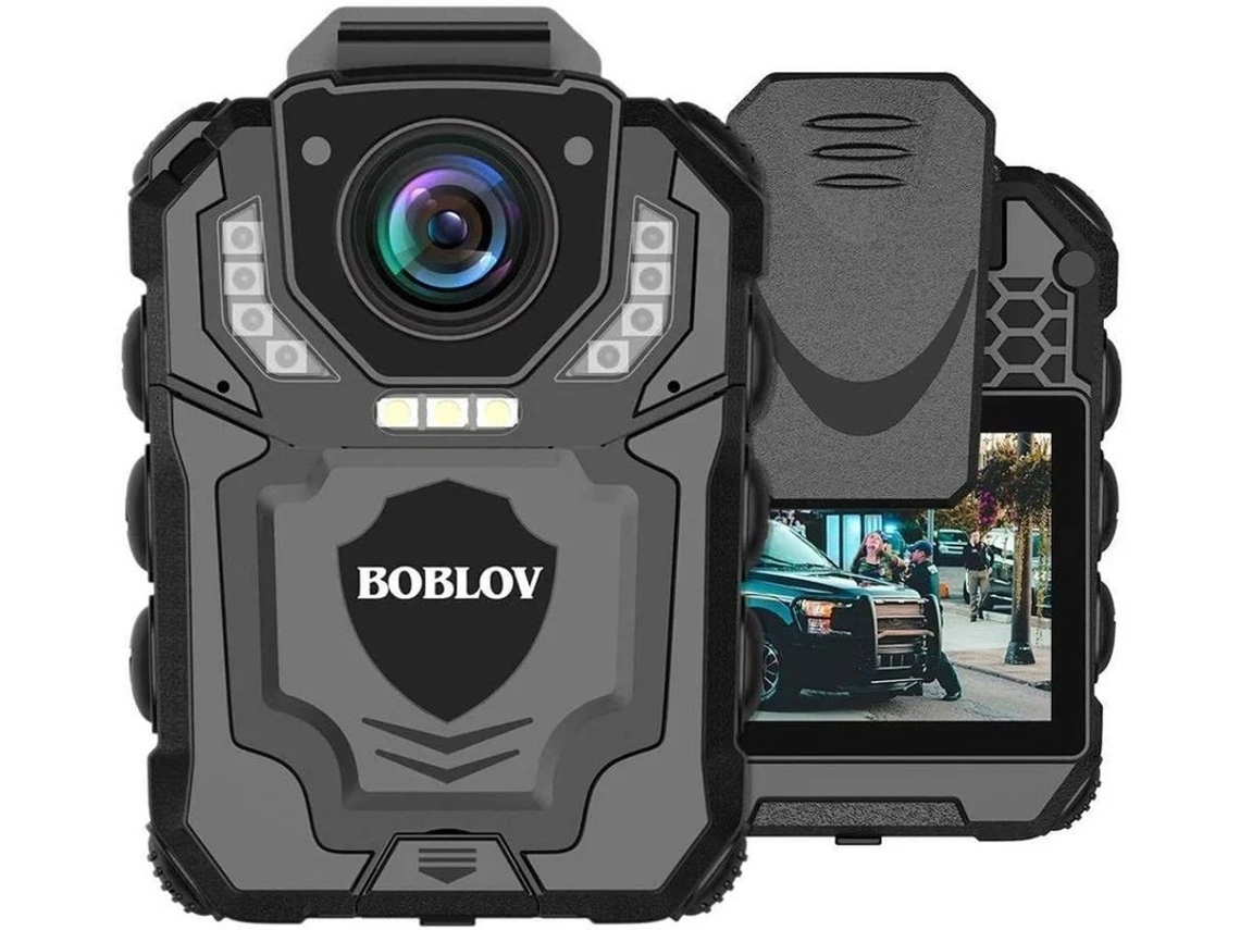 Cámara policial 1296p impermeable con 2 cámaras LCD, visión nocturna, grabadora de bucle, color negro Yizhood