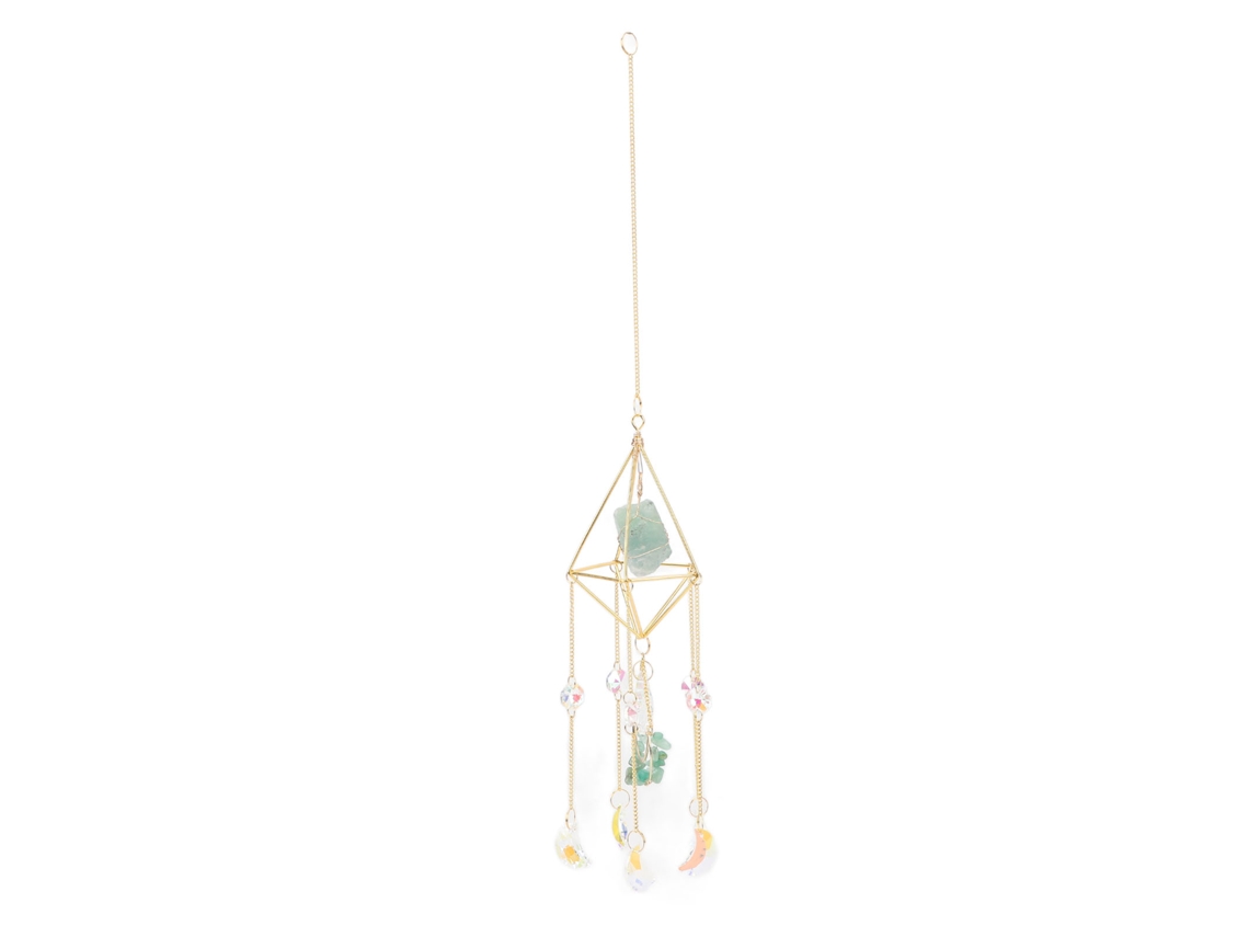 2026-campanillas De Viento Con Cristal Colorido Colgante De Fluorita Verde Para Hogar Jardín Fiesta Boda