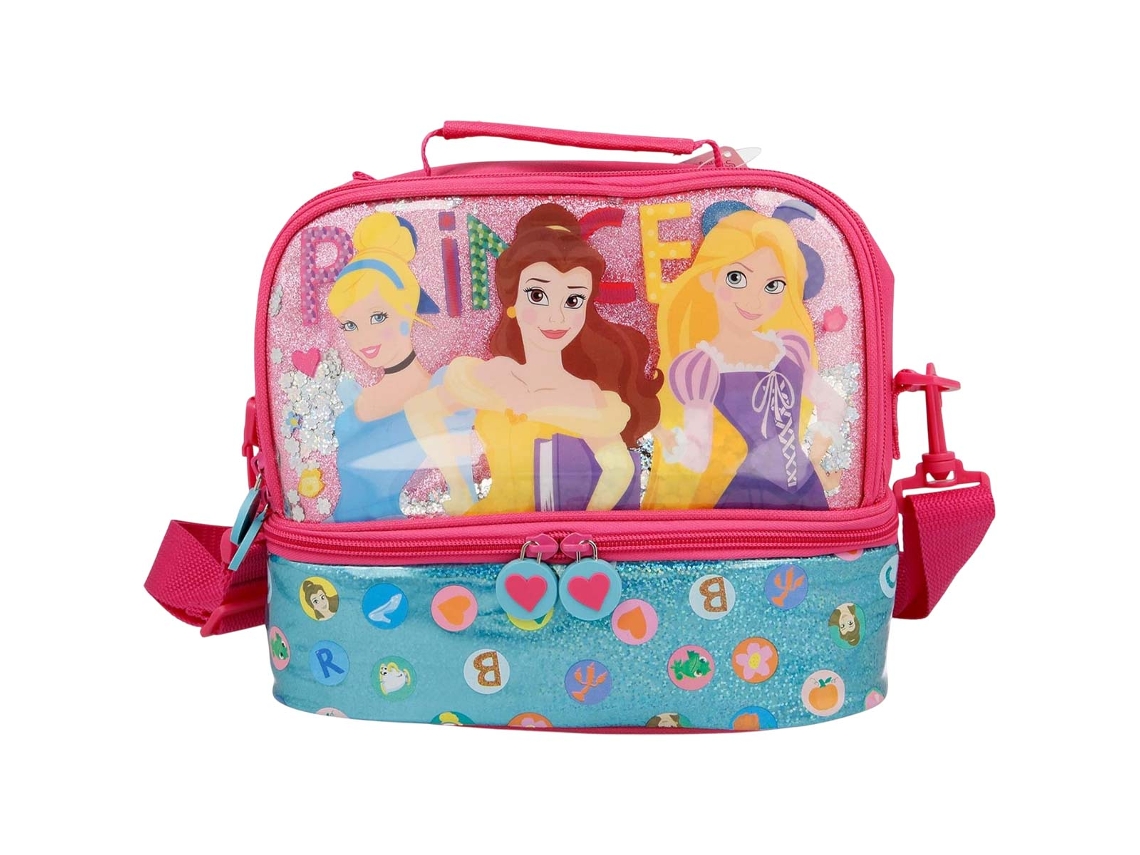 Bolsa térmica para almuerzo Princess con dos compartimentos y correa ajustable para el hombro - Rosa