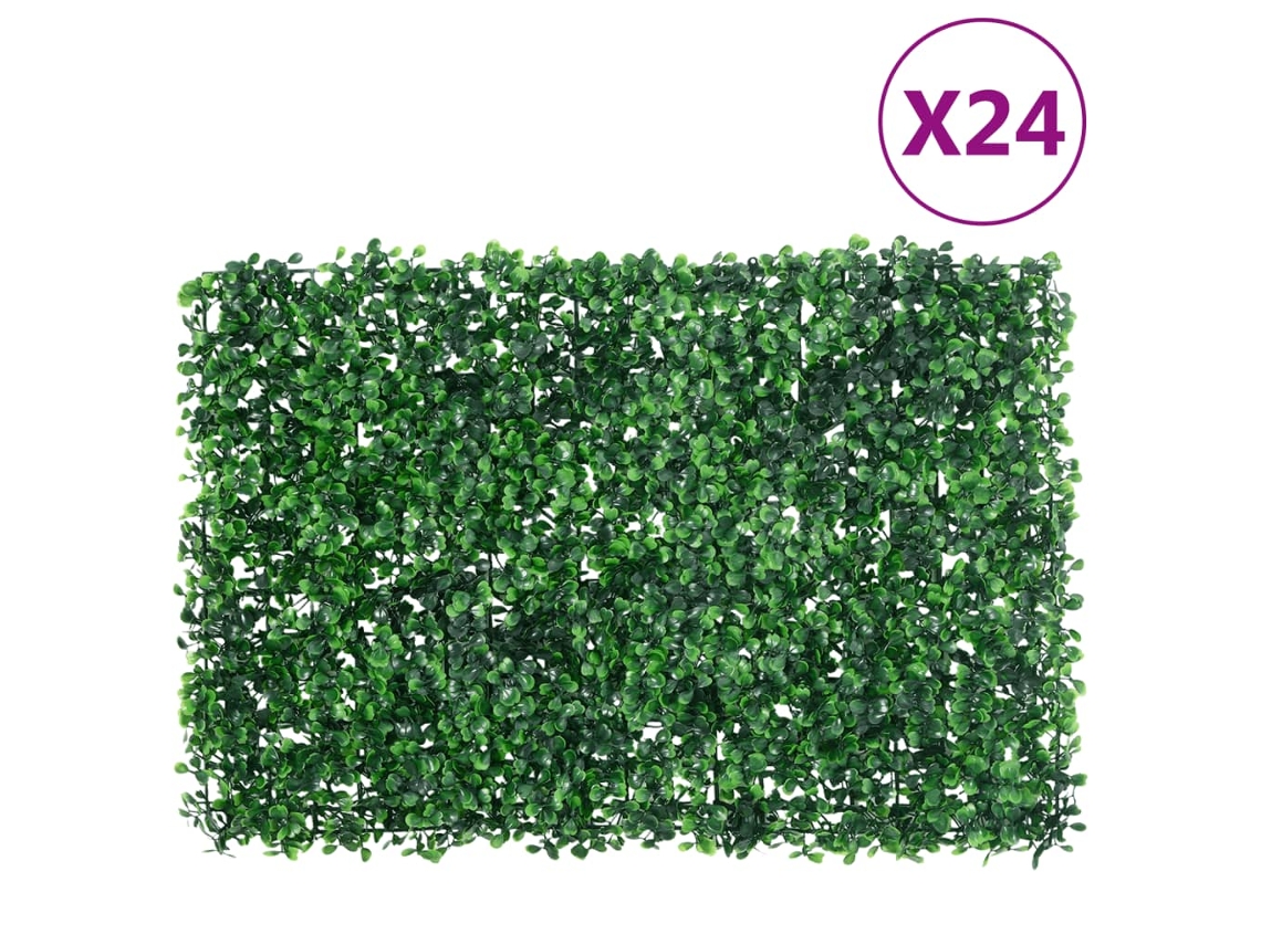 Conjunto 24 Valla de hojas de arbusto artificial VIDAXL verde (40x60 cm)
