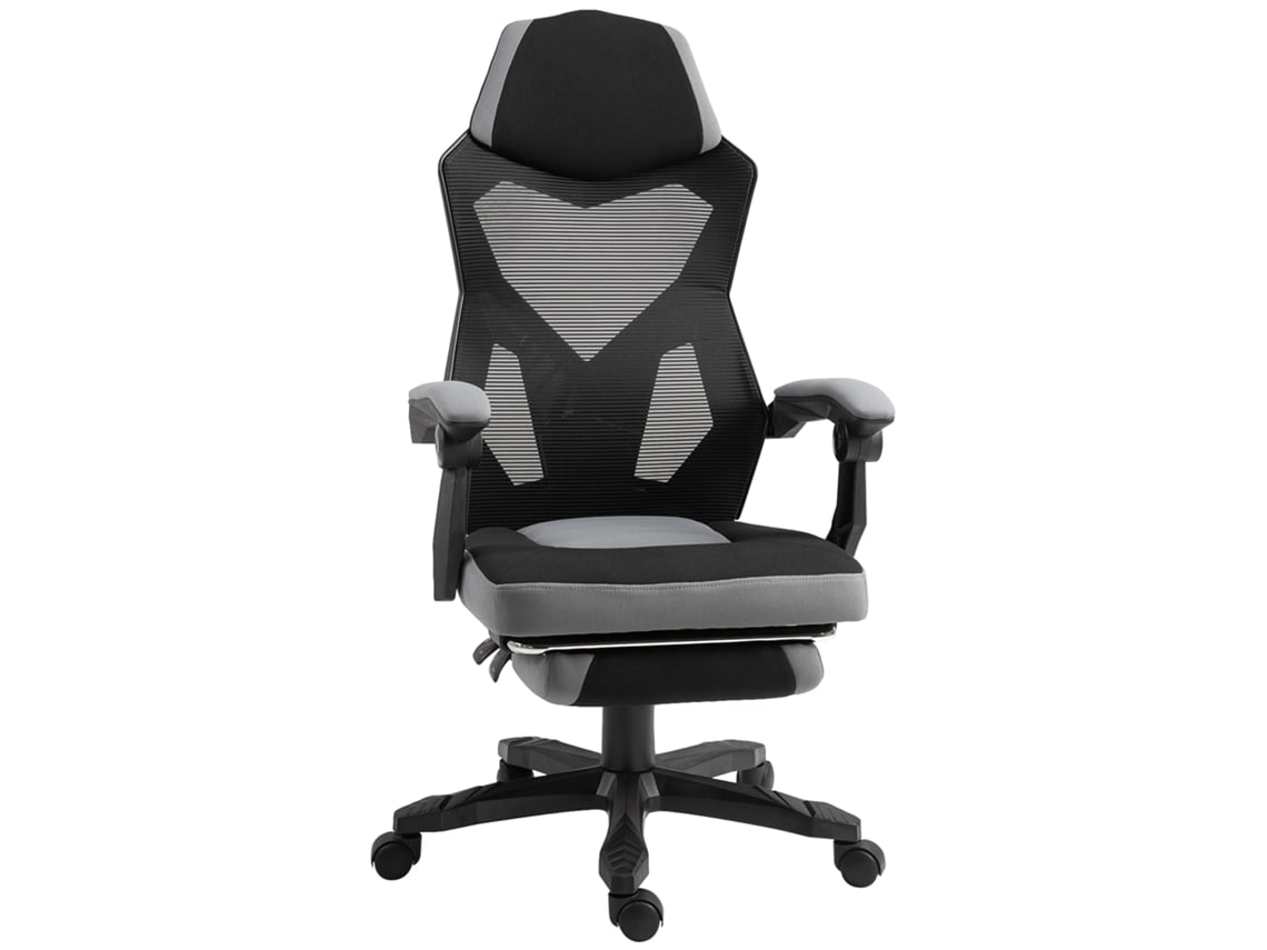 Silla Gaming Oficina Regulable Reposapiés Malla Giratoria Gris Negro